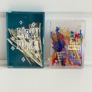 Fiesta Vintage Case Of Reusable Plastic Party Forks & Multicolored Party Sticks